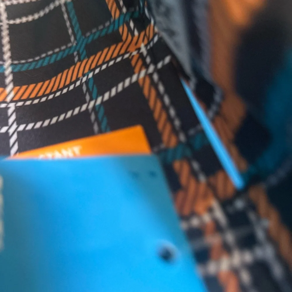Delta Plaid Rain Slicker with Black, Orange, and Blue dog Rain coat Small NWT